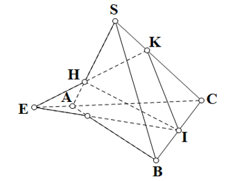 Cho tứ diện SABC. Gọi H,K là hai điểm trên hai cạnh SA,SC (ảnh 1)