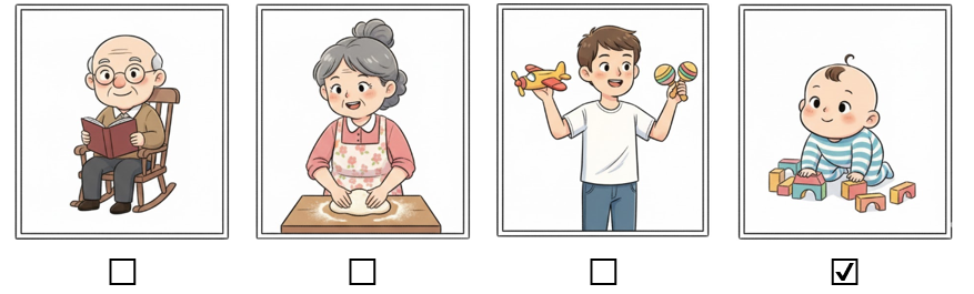 a) Đánh dấu ☑ vào hình ảnh có em bé. (ảnh 2)