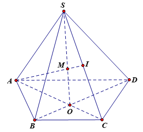 Cho hình chóp S.ABCD có I là trung điểm của SC, giao điểm của AI và SBD là (ảnh 1)