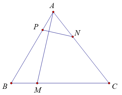 Cho tam giác đều \(ABC\) và các điểm \(M,N,P\) thỏa mãn (ảnh 1)