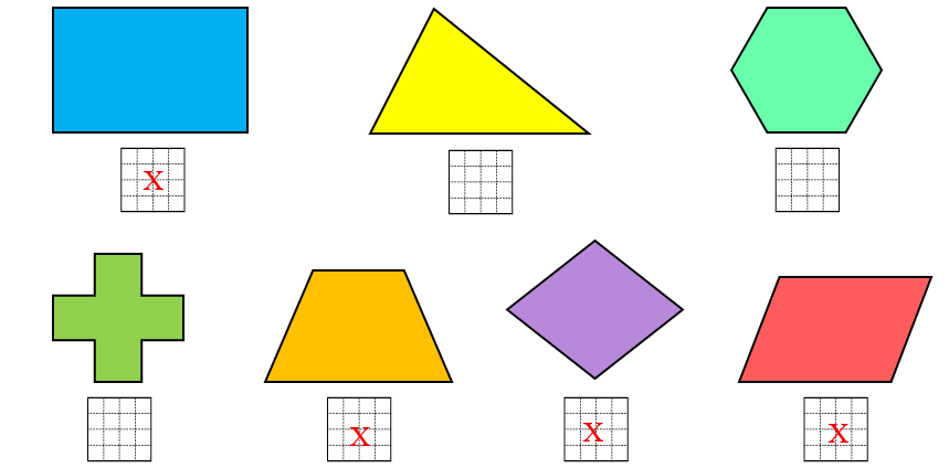 Điền dấu (X) vào ô trống dưới hình tứ giác: (ảnh 2)