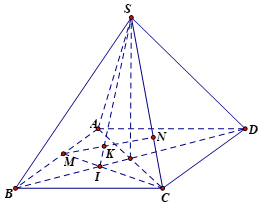 Cho hình chóp S.ABCD có đáy là hình bình hành. (ảnh 1)