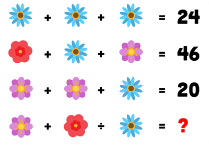 A math game with flowers and plus signs

Description automatically generated with medium confidence