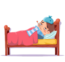 A cartoon of a sick child in bed

AI-generated content may be incorrect.