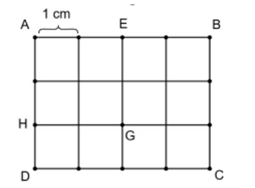 Cho hình vuông ABCD được tạo bởi các hình vuông cạnh 1 cm như hình vẽ. (ảnh 1)