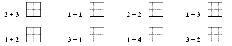 Số? làm phép tính2 + 3 = 1	1 + 1 = 1	2 + 2 = 1	1 + 3 = 1 (ảnh 1)