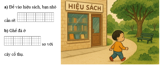 Điền từ chỉ vị trí, phương hướng “trái, phải, phía trước, phía sau” thích hợp vào chỗ chấm: (ảnh 1)
