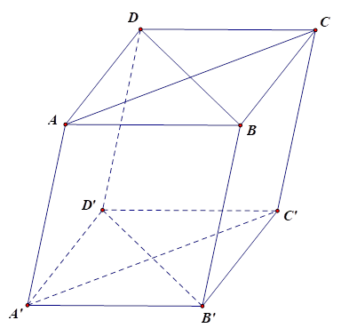 Cho hình hộp ABCD.A'B'C'D'. Phép chiếu song song theo phương chiếu A'A lên mặt phẳng (ABCD) biến đường thẳng B'C' thành (ảnh 1)