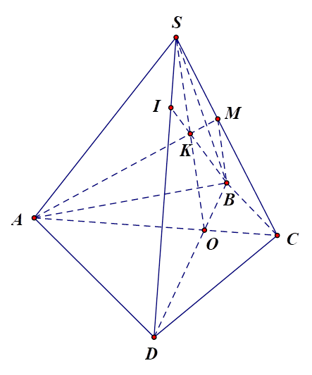 Giao điểm của đường thẳng SD với mặt phẳng (ABM) là (ảnh 1)