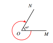 Cho góc MON = 60 độ. Số đo của góc lượng giác OM,ON được biểu diễn trong hình vẽ sau bằng (ảnh 1)