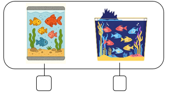 b) Điền dấu x vào ô trống dưới bể có ít cá hơn. (ảnh 1)