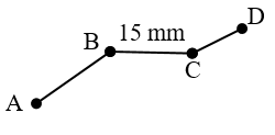 Tính độ dài đường gấp khúc ABCD. Biết BC = 15 mm, tổng độ dài hai đoạn thẳng (ảnh 1)