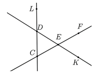 Hình vẽ dưới đây có bao nhiêu bộ ba điểm thẳng hàng? (ảnh 1)