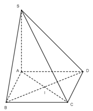 Cho hình chóp S.ABCD có đáy ABCD là hình chữ nhật tâm I, cạnh bên SA vuông góc với đáy. Khẳng định nào sau đây đúng? (ảnh 1)