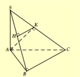 Cho khối chóp S.ABC có đáy là tam giác vuông tại B,BA = a,BC = 2a,SA = 2a (ảnh 1)