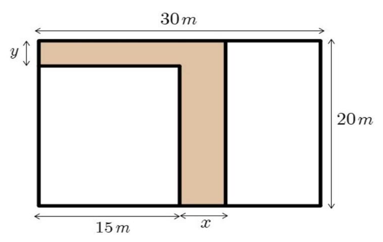 Một khu vườn hình chữ nhật có chiều dài là \[30{\rm{ m}}\] và chiều rộng (ảnh 1)