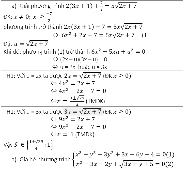 a) Giai phương trình 2(3x+1) + 7/x = 5 căn bậc hai 2x + 7 (ảnh 2)