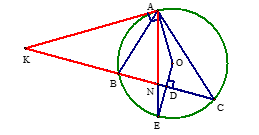 Cho tam giác \[ABC{\rm{ }}(AB < AC)\]có ba góc nhọn, nội tiếp đường tròn tâm (ảnh 2)