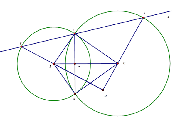 Cho tam giác ABC vuông tại A, AB = 3cm, AC = 4cm. Đường tròn đường kính AB và đường (ảnh 1)