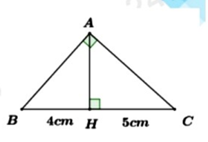 1.Cho tam giác \[ABC\]vuông tại\[A\], đường cao \[AH.\]Biết \[BH = 4cm,HC = 5cm (ảnh 2)