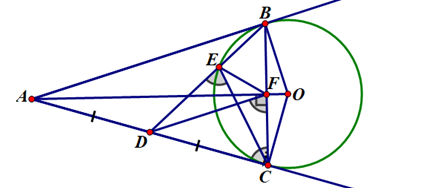 Cho đường tròn (O) và điểm A nằm ngoài (O). Từ A vẽ các tiếp tuyến AB, AC với (O) (B và C là các tiếp điểm). (ảnh 2)