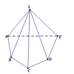 Một hình chóp có đáy là ngũ giác có số mặt và số cạnh là: (ảnh 1)