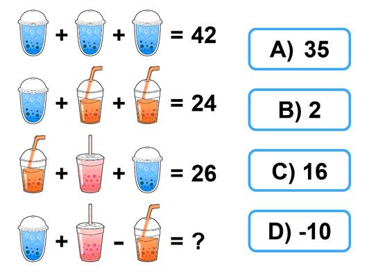 A math task with a couple of cups and straws

Description automatically generated