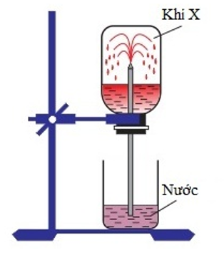 Một học sinh làm thí nghiệm như sau: Nạp đầy khí amoniac vào bình thủy tinh trong suốt, đậy bình bằng nút cao su có ống thủy tinh (ảnh 1)