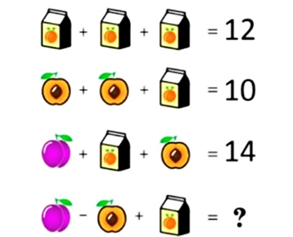 A math problem with milk and peaches

Description automatically generated with medium confidence