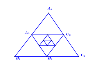 Cho tam giác đều A_1, B_1, C_1 có cạnh bằng a = 4 và có diện tích S_1 (ảnh 1)
