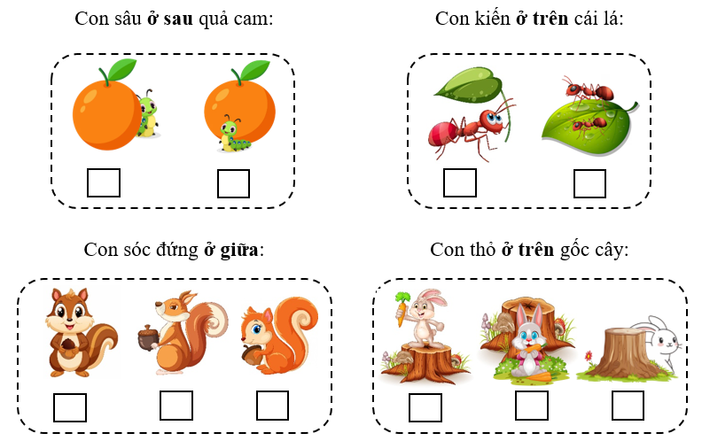 Đếm và điền √ vào ô trống:  (ảnh 1)