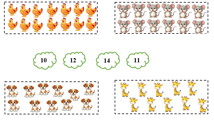 Nối con vật với số lượng tương ứng: (ảnh 1)