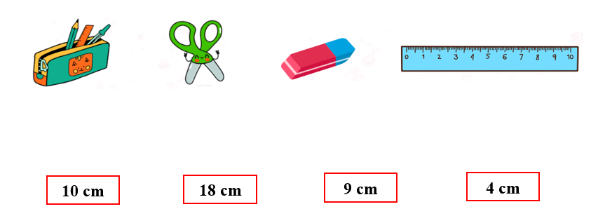 Nối mỗi đồ vật với độ dài phù hợp trong thực tế: (ảnh 1)