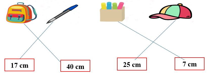 Nối mỗi đồ vật với độ dài phù hợp trong thực tế. (ảnh 2)