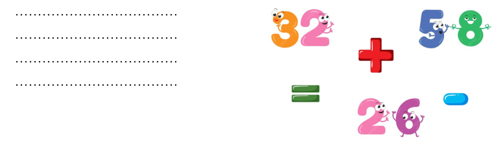 Từ các thẻ số và dấu dưới đây, em hãy lập tất cả các phép tính đúng: (ảnh 1)