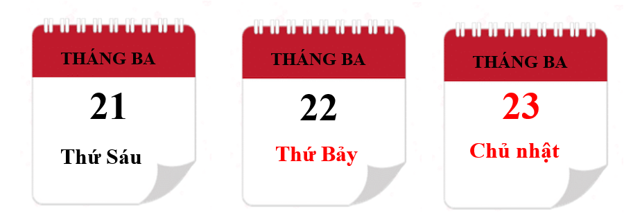 Bạn My xé 3 tờ lịch liền nhau và xếp theo thứ tự từ trái sang phải, viết tiếp vào chỗ chấm cho thích hợp. (ảnh 2)