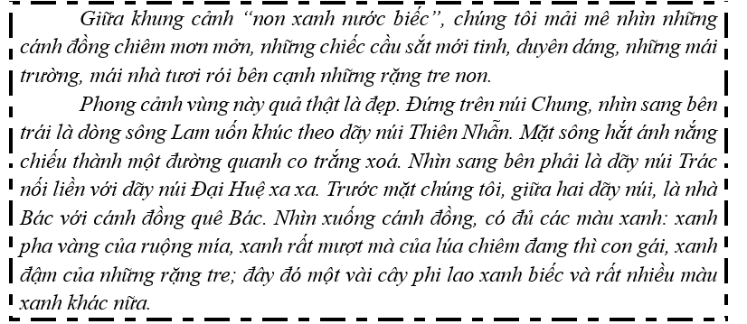 h) Đoạn văn dưới đây thuộc phần nào của bài văn tả phong cảnh? (ảnh 1)