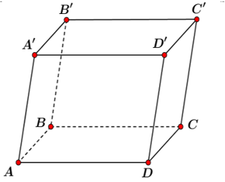Cho hình hộp ABCD.A'B'C'D' (tham khảo hình vẽ). Đường thẳng nào sau đây song song với đường thẳng CD? (ảnh 1)