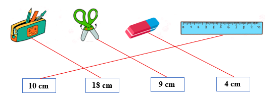 Nối mỗi đồ vật với độ dài phù hợp trong thực tế (ảnh 2)