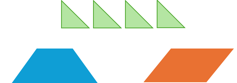 Thực hành: Xếp 4 hình tam giác thành 1 hình tứ giác: (ảnh 1)