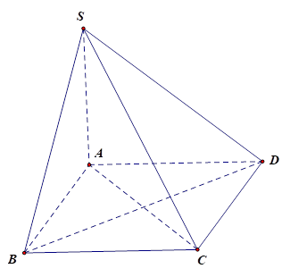 Cho h&igrave;nh ch&oacute;p S.ABCD c&oacute; ABCD l&agrave; h&igrave;nh vu&ocirc;ng, SA vu&ocirc;ng g&oacute;c với mặt phẳng đ&aacute;y. Mặt phẳng (ABCD) vu&ocirc;ng g&oacute;c với mặt phẳng n&agrave;o dưới đ&acirc;y ? (ảnh 1)