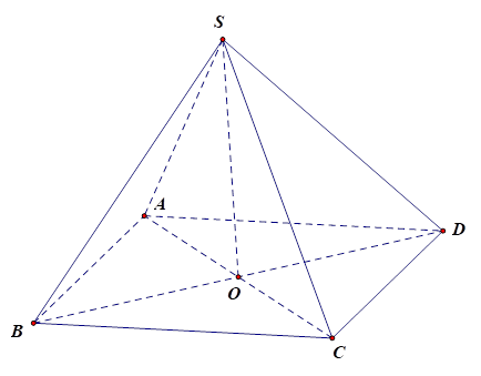 Cho hình chóp S.ABCD đáy ABCD là hình thoi tâm O, SO vuông góc (ABCD). Khi đó khoảng cách từ S đến mặt phẳng (ABCD) là (ảnh 1)