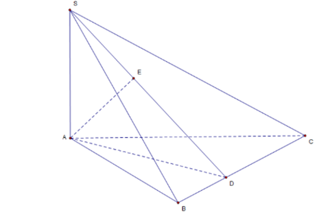 Cho hình chóp S.ABC có đáy là tam giác vuông tại A, AB = a, AC = a căn bậc hai 3 , SA  vuông góc (ABC) và SA = 2a. Khoảng cách từ điểm A đến mặt phẳng (SBC) bằng (ảnh 1)