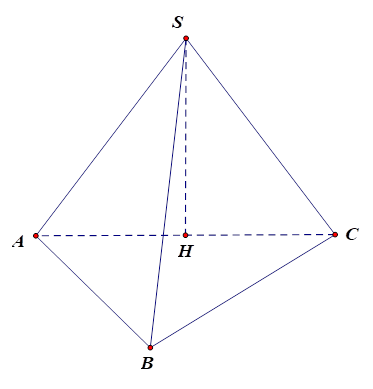 Cho hình chóp S.ABC có SA = SB = SC và tam giác ABC vuông tại B. Vẽ SH vuông góc (ABC), H thuộc (ABC). Khẳng định nào sau đây đúng? (ảnh 1)