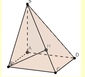 Cho hình chóp S.ABCD có đáy là hình vuông, cạnh bên SA vuông góc với mặt phẳng đáy (ảnh 1)