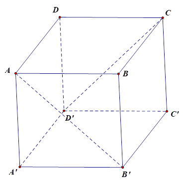 Cho hình lập phương ABCD.A'B'C'D' cạnh a. Tính khoảng cách giữa hai đường thẳng AB' và CD'. (ảnh 1)