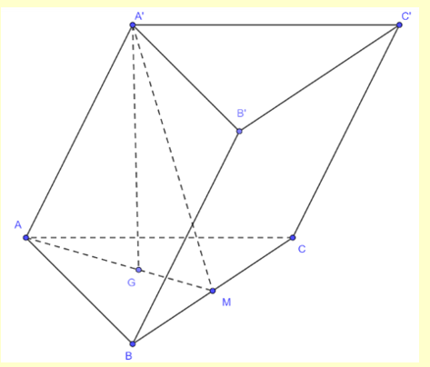 Cho khối lăng trụ ABC.A'B'C' có đáy là tam giác đều, A'A = A'B = A'C = a căn 7 (ảnh 1)