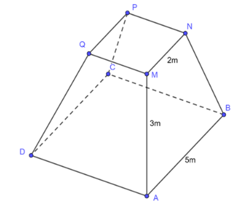 Người ta đúc một khối bê tông có dạng khối chóp ABCD.MNPQ (ảnh 1)