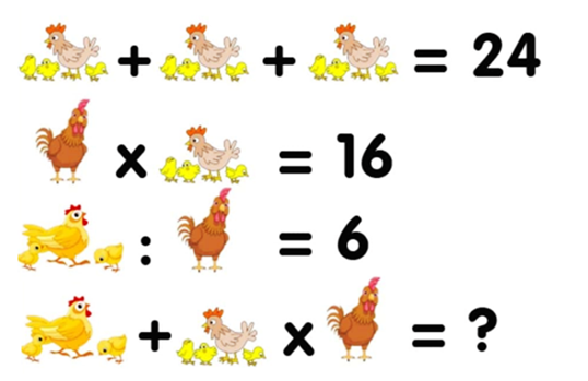 A math problem with chickens and chickens

Description automatically generated