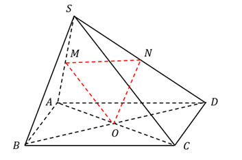 Cho hình chóp S.ABCD, có đáy ABCD là hình bình hành tâm O (ảnh 1)